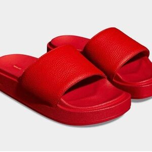 Bold red Adidas IVP Ivy Park Beyonce platform slides sandals 9